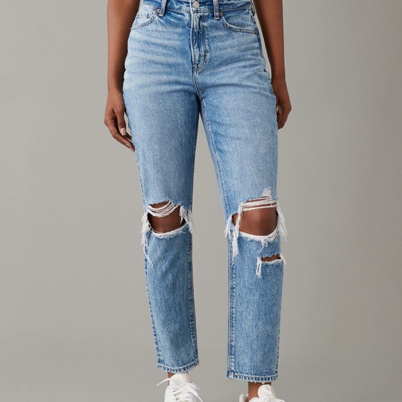 American Eagle Outfitters Denim - American Eagle Outfitters Light Blue Ripped High Rise Jeans